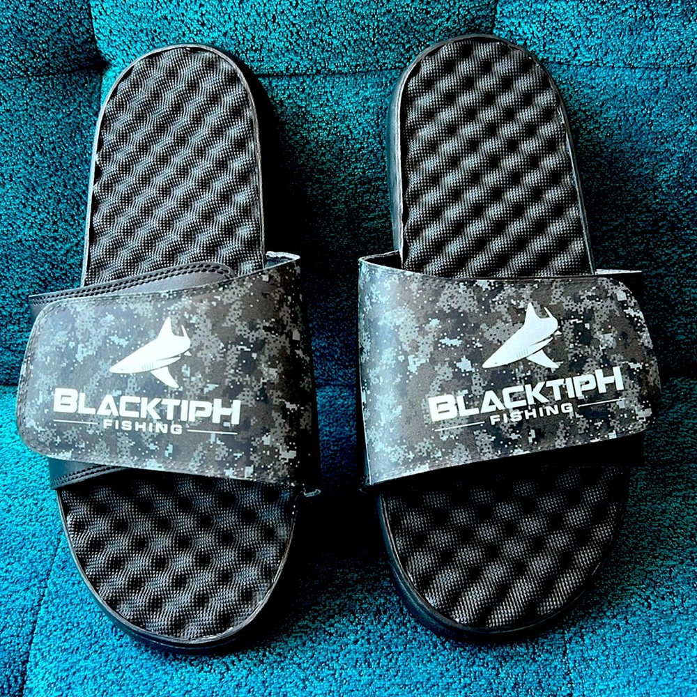 Blacktiph Fishing Slides w/ velcro closure.